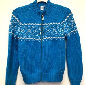 Boys Petit Bateau Cardigan Sweater 12/150cm Blue